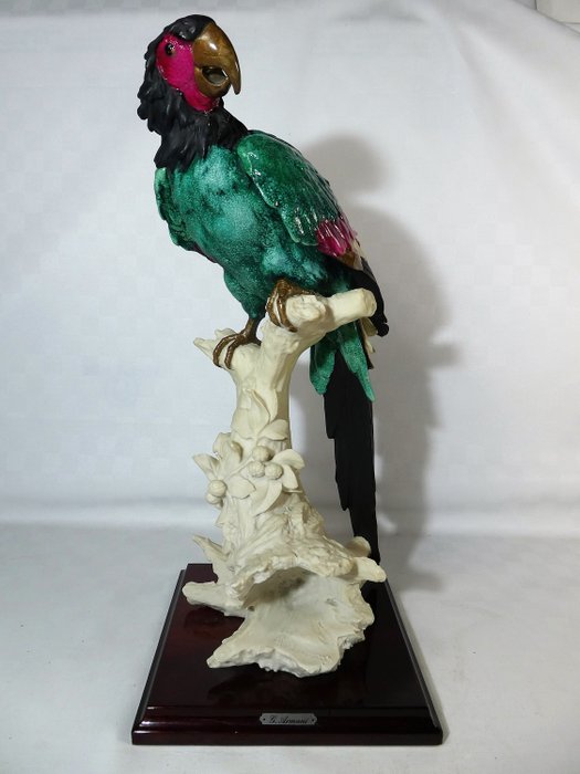 Giuseppe Armani, Capodimonte - Groot kleurrijk beeld papegaai - Hars/polyester