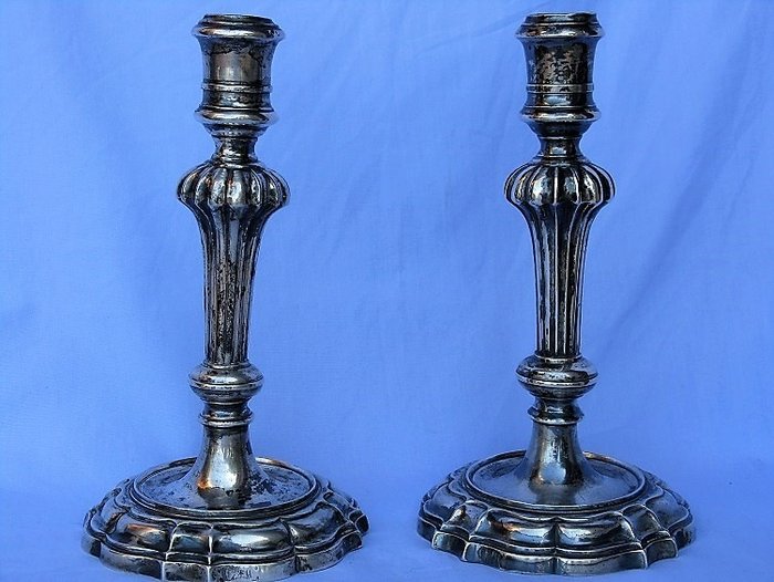 Candlestick, Venetian candlesticks (2) - .833 silver - Saggiatore Zuan Pietro Grappiglia - Italy - mid 18th century