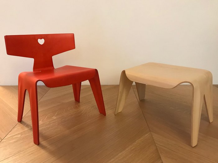 Charles Eames, Ray Eames - Vitra - Children's Chair and Stool - Nested 