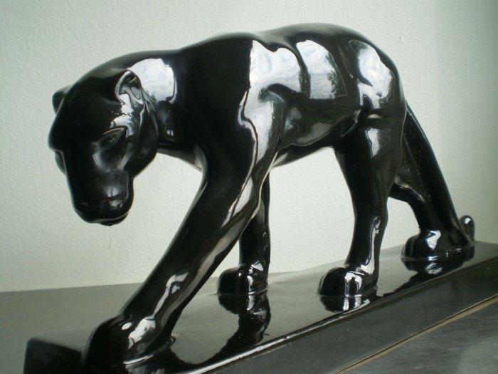 Jean - Zwarte panter  - Art deco sculptuur