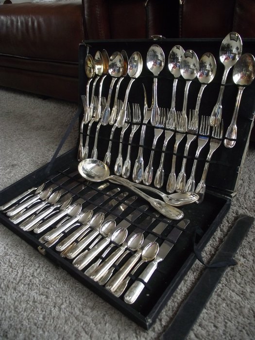 50 piece silver-plated cutlery (marked AMZ 800) - Silverplate - Germany - Second half 20th century