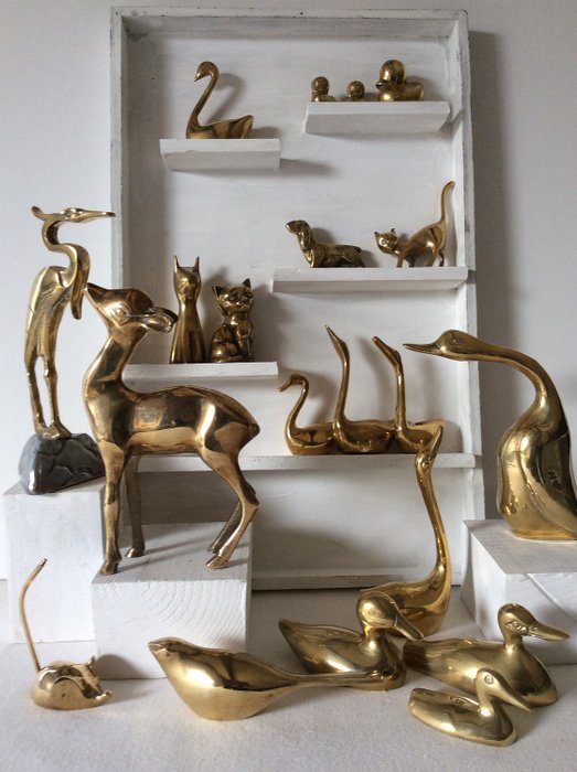 collection of brass animals 20 pieces. - Brass