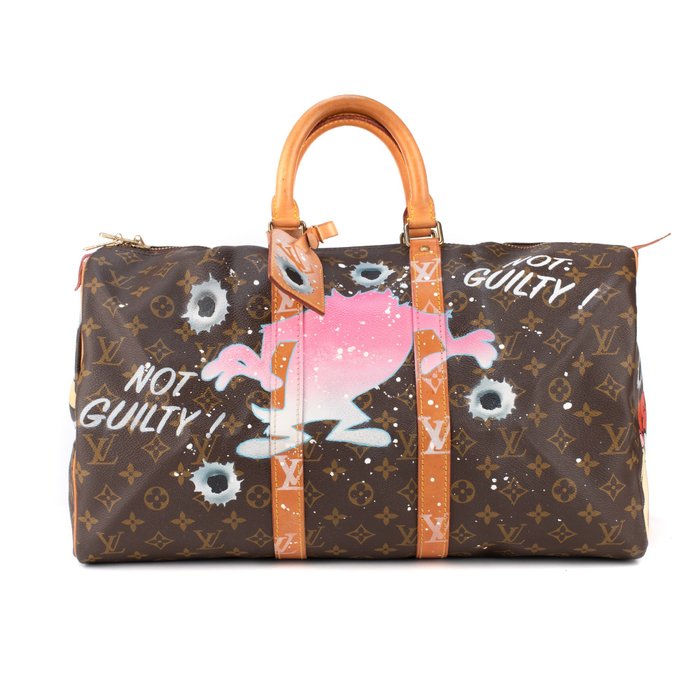 Louis Vuitton - Keepall 45 Monogram customised &quot;Fucking Taz, Taz is dead&quot; by PatBo Travel bag ...
