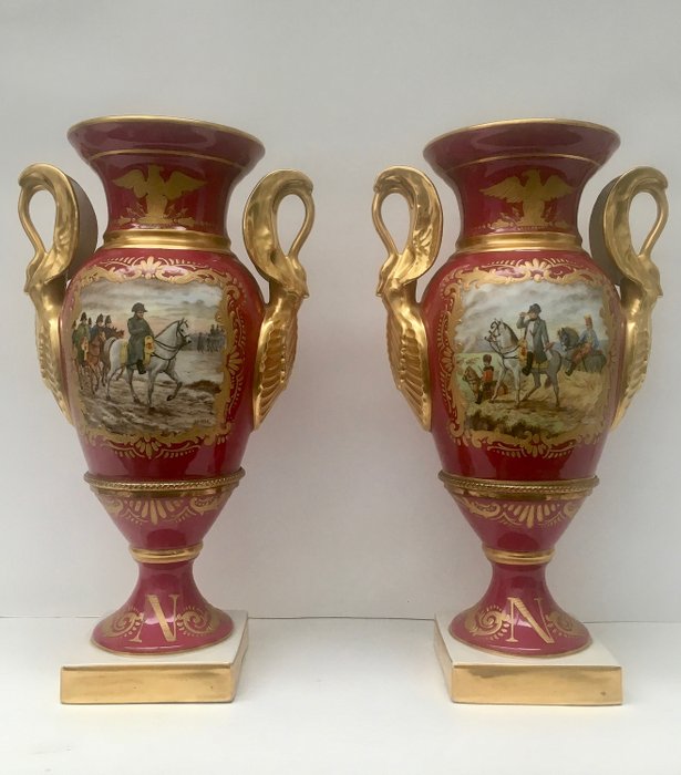 Jacques Tiélès Paris - Vase, Napoleon (2) - Empire-Stil - Porzellan