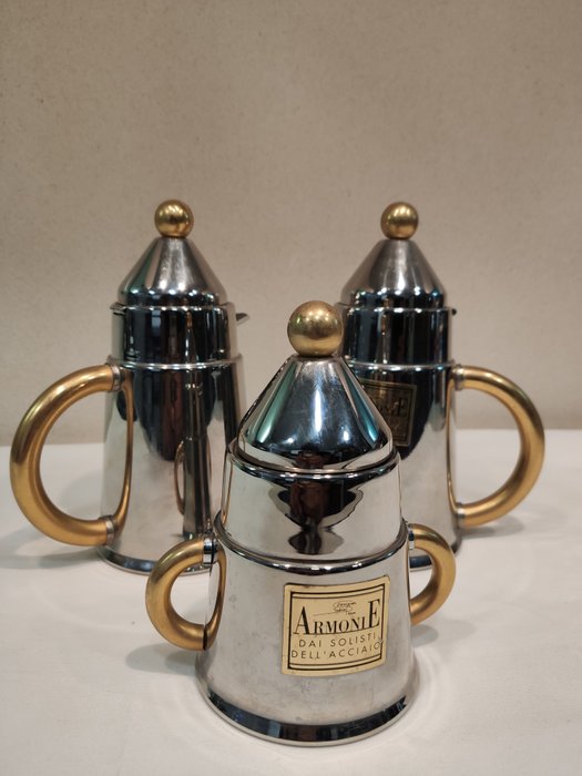 Design Studio Pran Armonie - Coffee set Dai Solisti Dell'acciaio (3) - Art Nouveau - Steel (stainless)