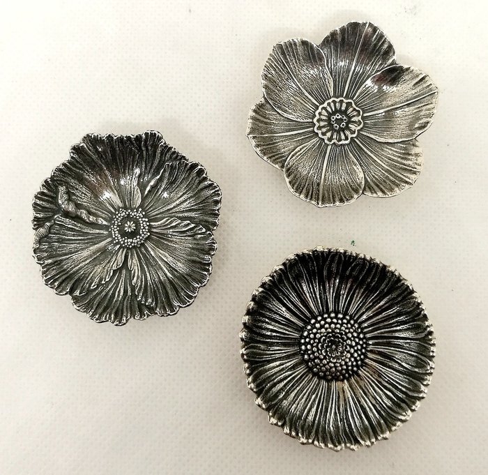 Superb Collection of Flowers (3) - .925 silver - GIANMARIA BUCCELLATI - Italy - mid 20th century