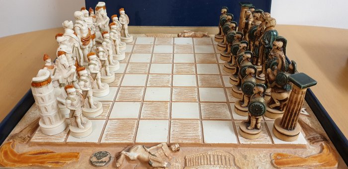 Georgiou Brothers - Hand made maska chess - Juego de ajedrez - Alabastro