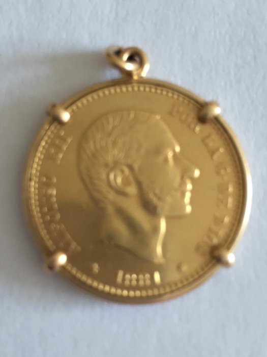 21.6 克拉 金色 - 金幣獎牌設置與25 ptas阿方索十二1881年