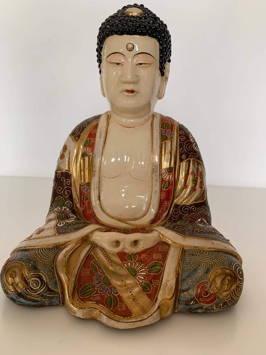 statua di Buddha - Ceramica di Satsuma - Buddha - Giappone - primi del ventesimo