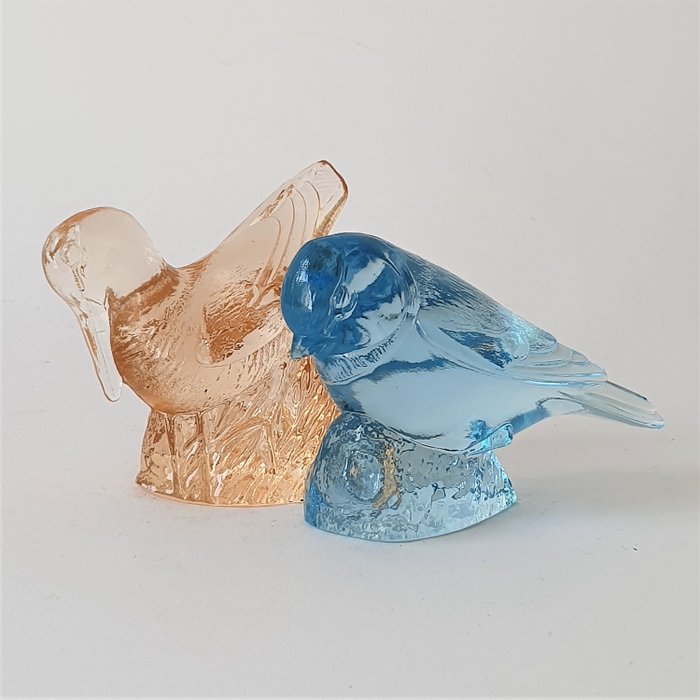 Paul Hoff - Kosta Boda "Svenskt Glas" - 两只鸟 - 签名 - 玻璃