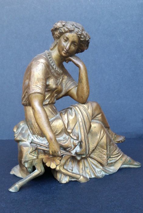Skulptur, Euterpe (1) - Neoklassizistischer Stil - Bronze - Ende des 19. Jahrhunderts