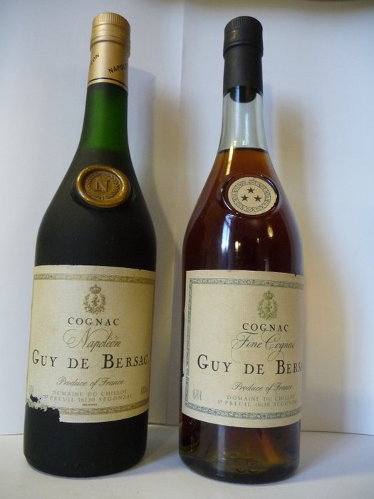Guy de Bersac - Napoléon & Fine Cognac - special bottling for Dutch market - b. 1980-talet, 1990-talet - 0,70 L - 2 flaskor