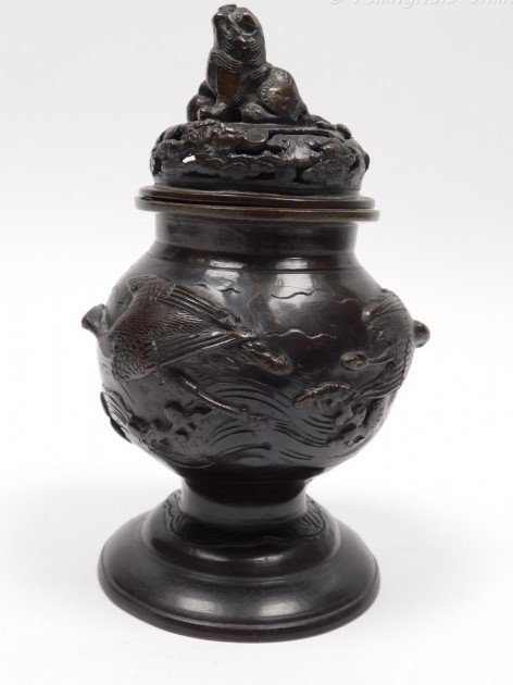 Censer - Bronze - With mark 'Dai Nippon Kyoto Yoshida zo' 大日本京都吉田造 - Japan - ca 1900 (Meiji Period)