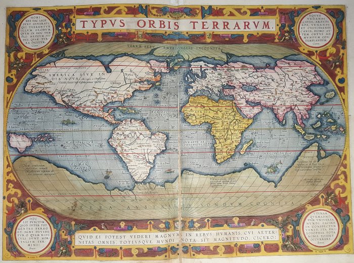 Mapa del mundo; Abraham Ortelius - Typus Orbis Terrarum - 1581-1600