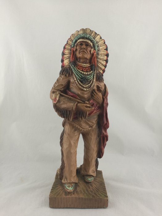 V. Kendrick - Indianer Häuptling Statue - Gips