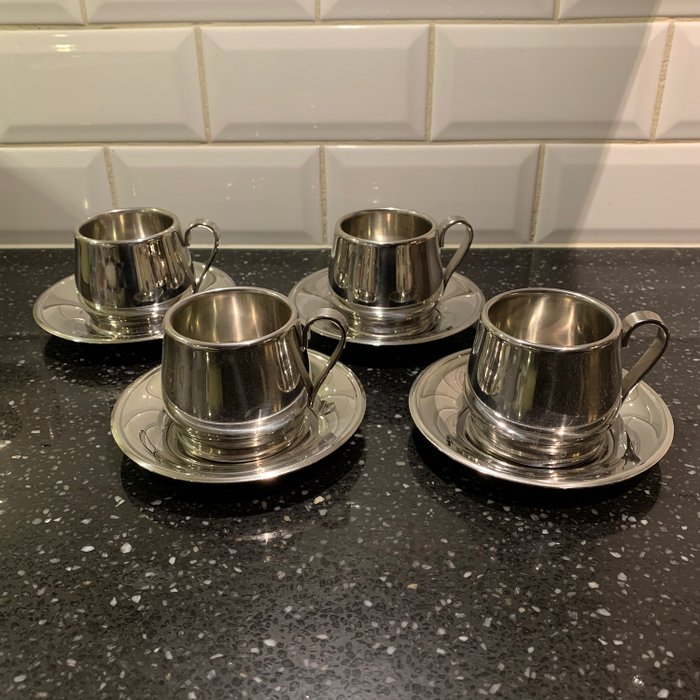 Meber Italy - Set mit 4 doppelwandigen Espressotassen mit Untertassen