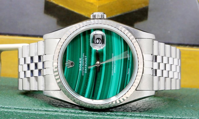 Rolex - Oyster Perpetual DateJust - Ref. 16234 Malachite Dial e Diamond index Dial - Mænd - 2000