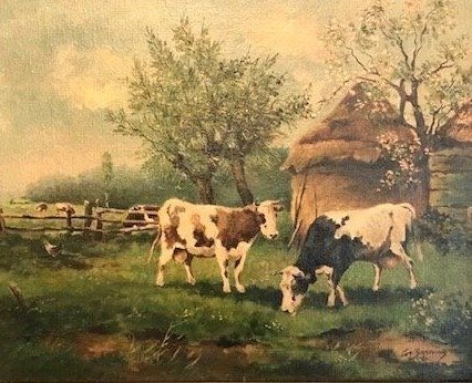 Cor Barning (20e eeuw) - Koeien in de Boomgaard