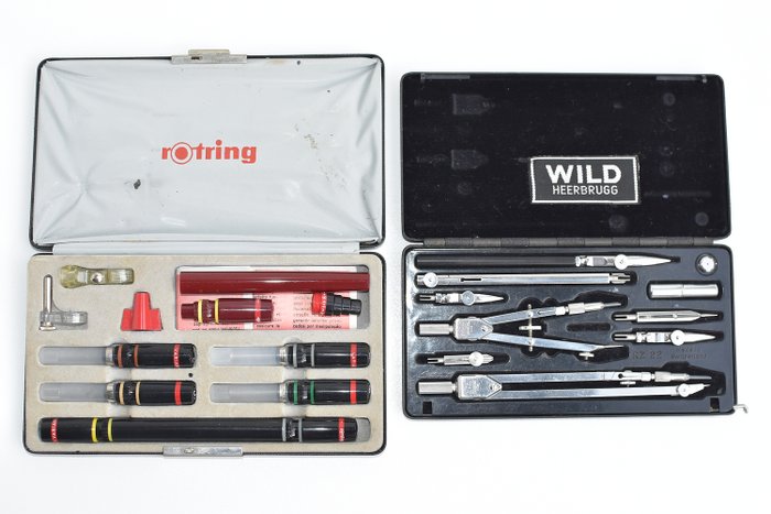Wild Heerbrugg & Rotring - bussola e penne da disegno tecnico - Collezione completa di 2