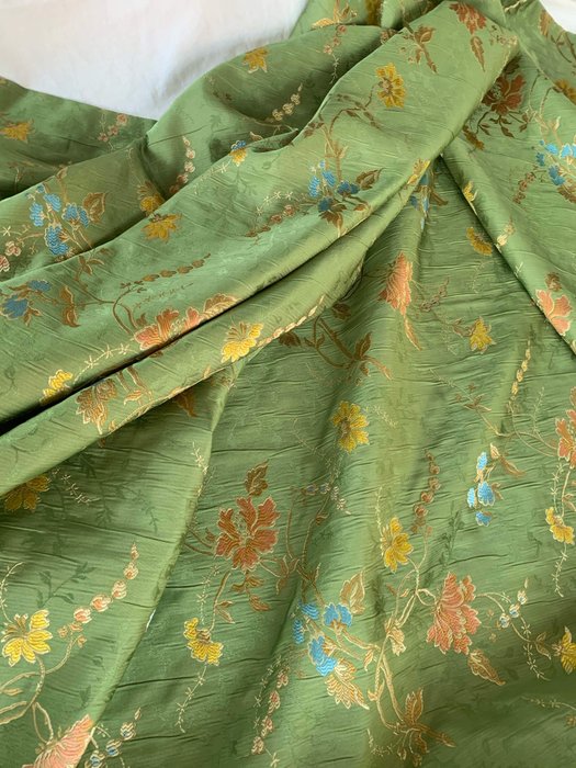 綠色 San Leucio 布料 - 義大利製造 - 室內裝潢織物  - 300 cm - 300 cm
