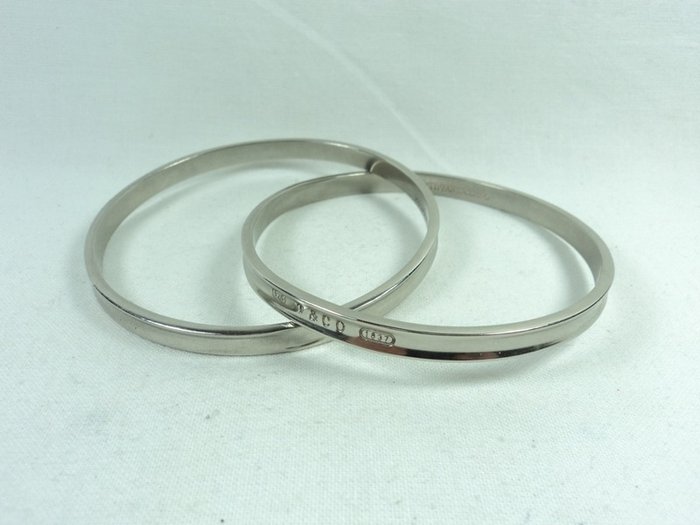 Tiffany & Co - 1837 Double Interlocking Rolling Bangle Bracelet Cuff - 925 银 - 手镯