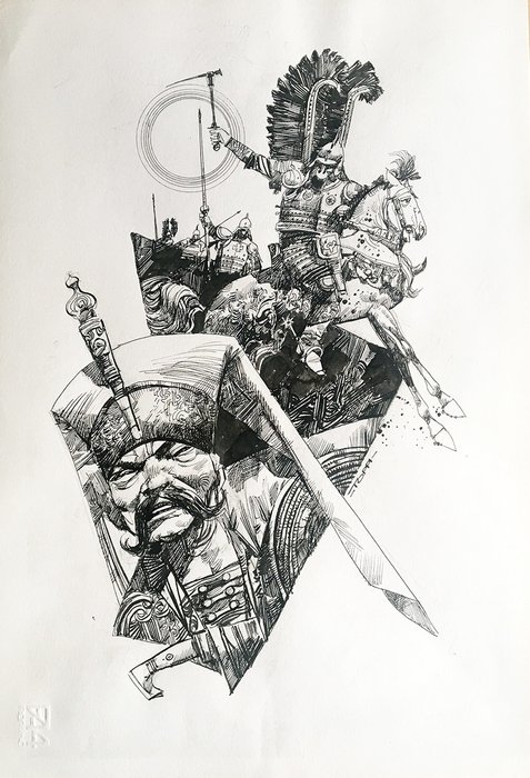 Sergio Toppi - illustrazione originale  - Page volante