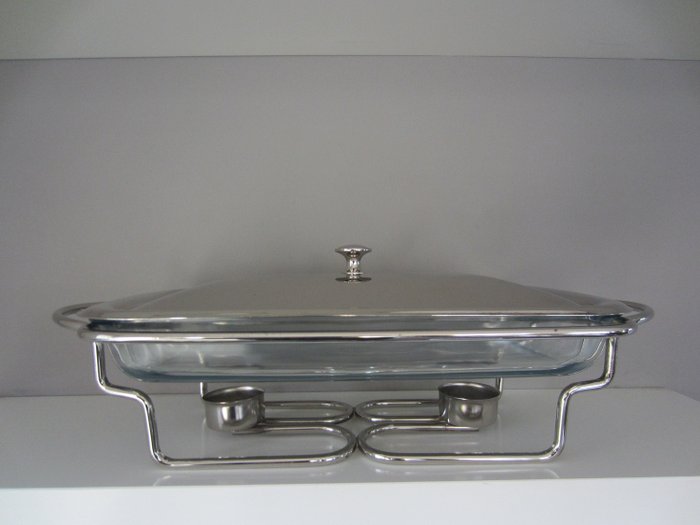 Marinex - silver-plated warm holder with refractory baking dish (2) - silver plated and glass
