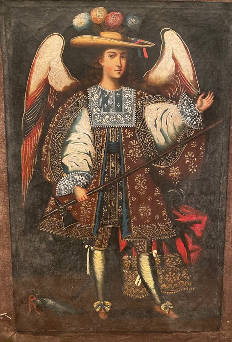 Arcangelo San Michele con ascia - Pittura sudamericana