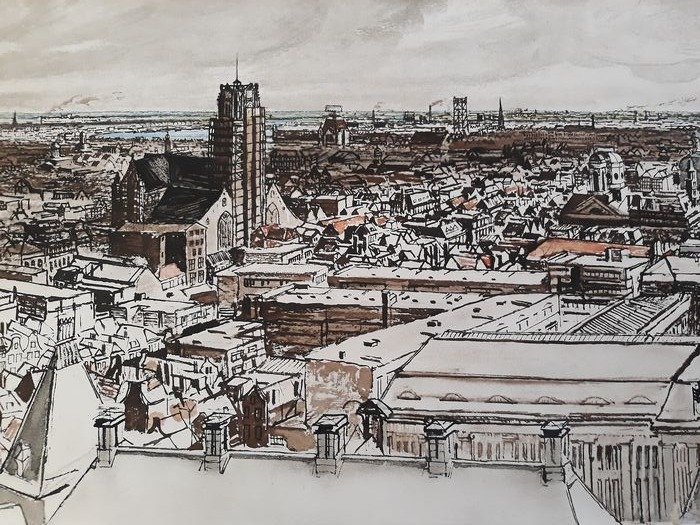 Marius J Richters 1887-1955 - Panorama Rotterdam 1946