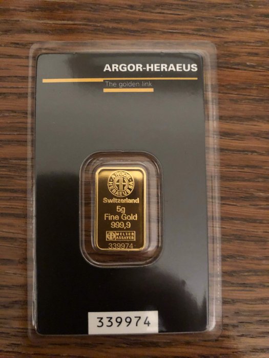 2.0 g Gold bullion pure 24ct gold with certificate 999.9 Argos-Heraeus 