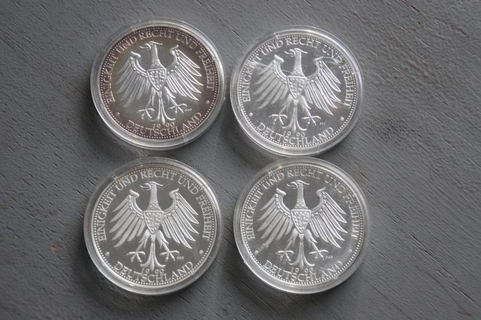 德国 - 4 medaille 1990 Deutschland Einig Vaterland - 4 x 20 gr - 银