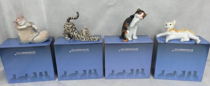 Zillermahler Porselein - Statue di gatti (4) - Porcellana