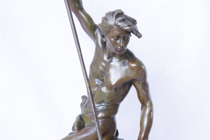 Ernest Justin Ferrand (1846 - 1932) - Sculpture, "Le Pêcheur de Congres" - 75 cm (1) - Bronze (patiné) - Fin du XIXe siècle
