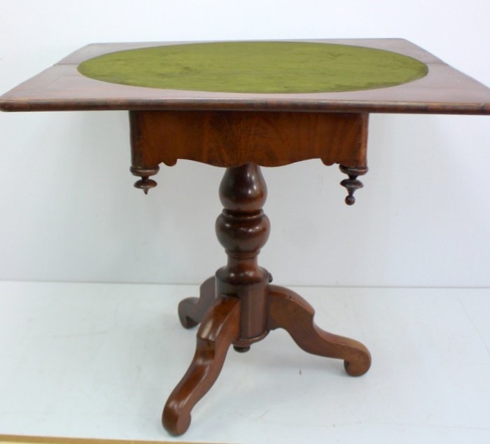 Tavolo da gioco pieghevole antico - Mogano - XIX secolo