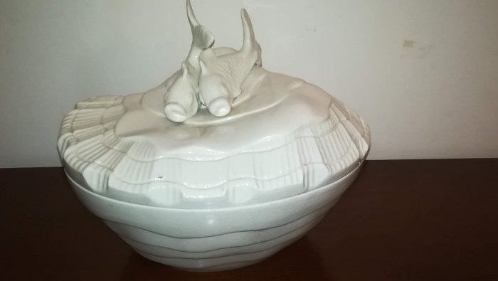 Ceramica Este - Este ceramiche Italia - Zuppiera Centrotavola con Pesci (1) - Ceramica