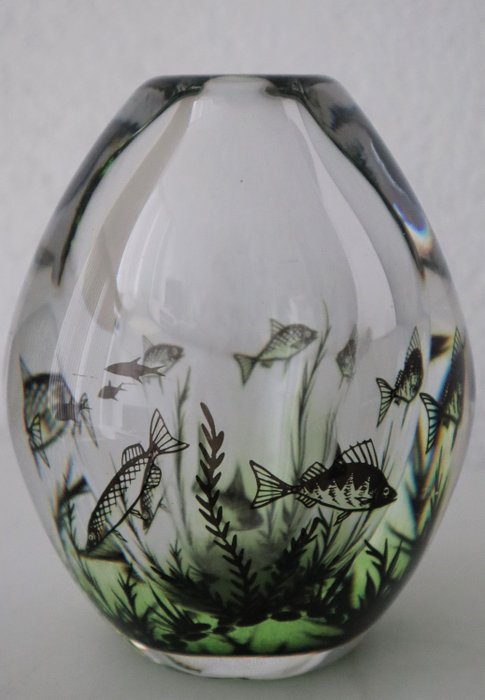 Edward Hald - Orrefors - grál váza hal - Üveg