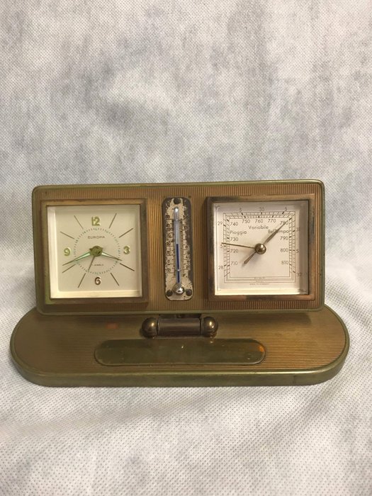 Desk Alarm clock Weather station - Europa - Germany Ca 1940 - Europa - Germany  - metal, lation  - Mid 20th century