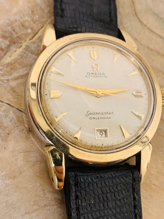 Omega - very rare - automatic seamaster calendar - date at 6 - honeycomb dial - 2627-12SC - Heren - 1950-1959