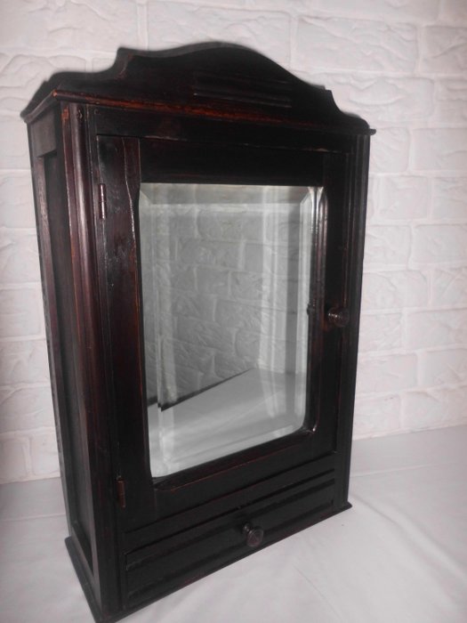Antique Medicine Cabinet With Drawer And Mirror With Cut Catawiki