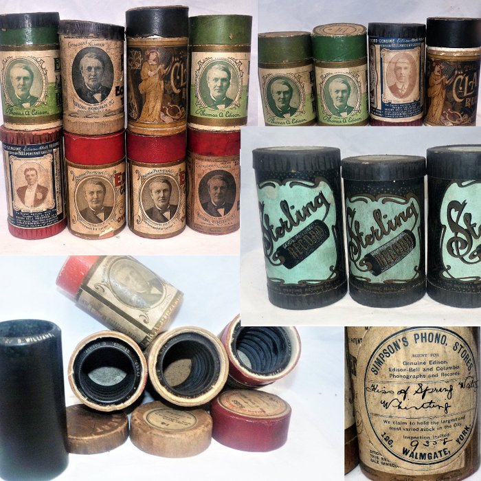 Thomas Edison - Több cím - 37 doboz hengeres viasz tekercsek a fonográfhoz - 1890/1910