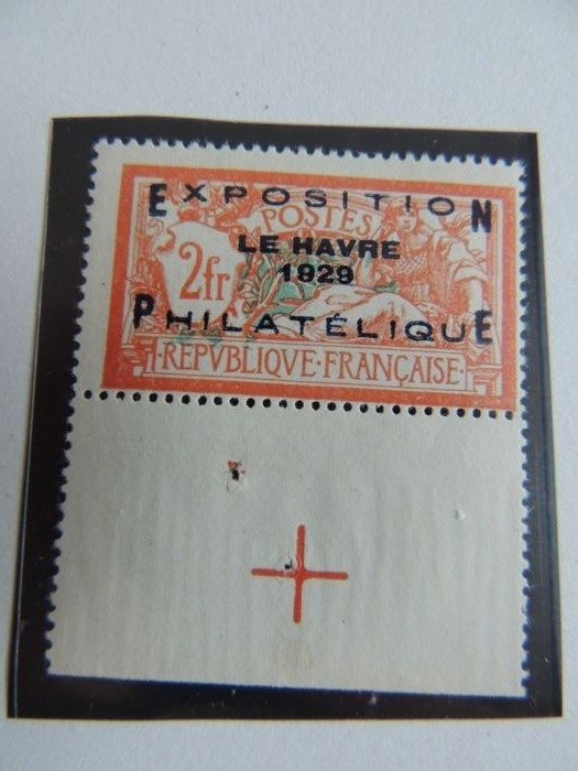 法国 1929 - Le Havre exhibition with sheet margin and crop marks - Yvert 257A MNH