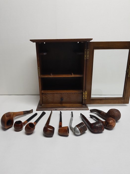 Pipe Antique Oak Pipes Smoke Cabinet With 9 Different Catawiki