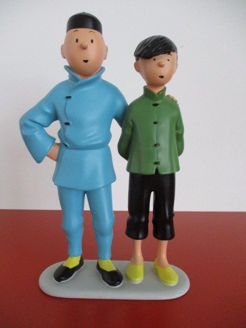 Tintin - Statuette Patrick Regout - Tintin & Tchang posent pour la photo - Le lotus bleu - (1996)
