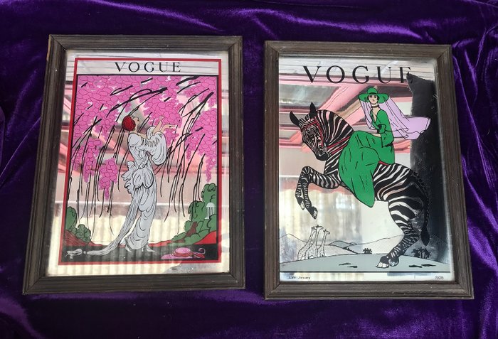 Eduardo García Benito Y Helen Dryden - Vogue - Miroirs publicitaires avec couvertures en édition limitée Vogue (2) - Miroir en bois