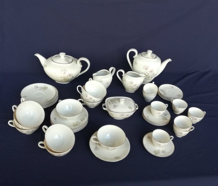 K&A Krautheim - Selb Bavaria - 咖啡8件套, 茶具10件套, 2个茶壶/咖啡架，2个牛奶球，1个糖罐 - 瓷
