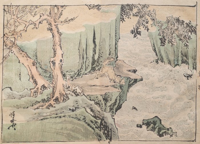 原版木版畫- Kawanabe Kyosai (1831-1889) - Vos 狐(kitsune) - Catawiki