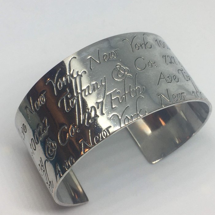 Tiffany - 925 Silber - schweres Skript Manschette / Armreif
