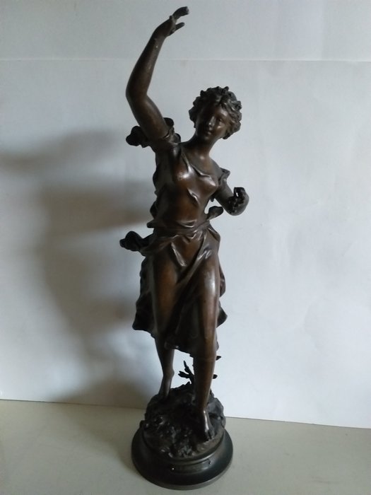 Ernest Rancoulet (1870-1915) - 雕塑, “少女时代” (1) - 粗锌 - 约。1900