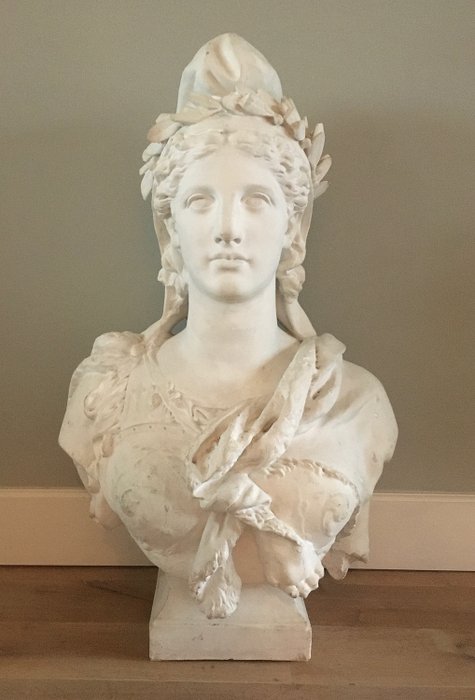 Buste, Sculpture, Marianne - 90 cm - Plâtre - vers 1900