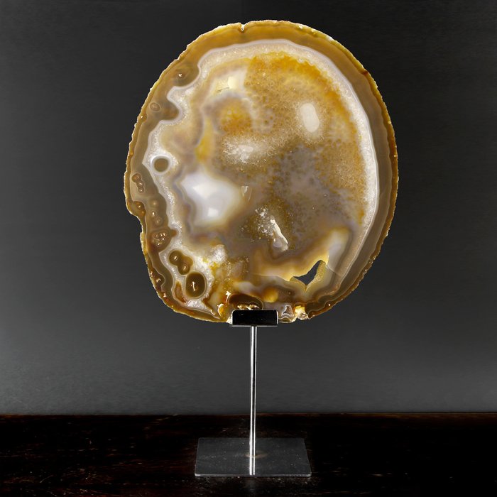 Natural Agate Slice on custom pedestal - Altezza: 585 mm - Larghezza: 360 mm- 3680 g
